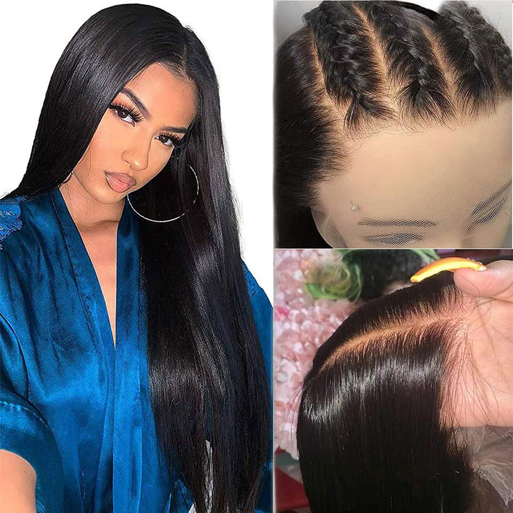  MYLOCKME 13x6 HD Lace Front Wigs Human Hair Straight Lace  Front Wigs Human Hair 13x6 Frontal Wig 150% Density HD Lace Wig Pre Plucked  with Baby Hair 13x6 Wigs for