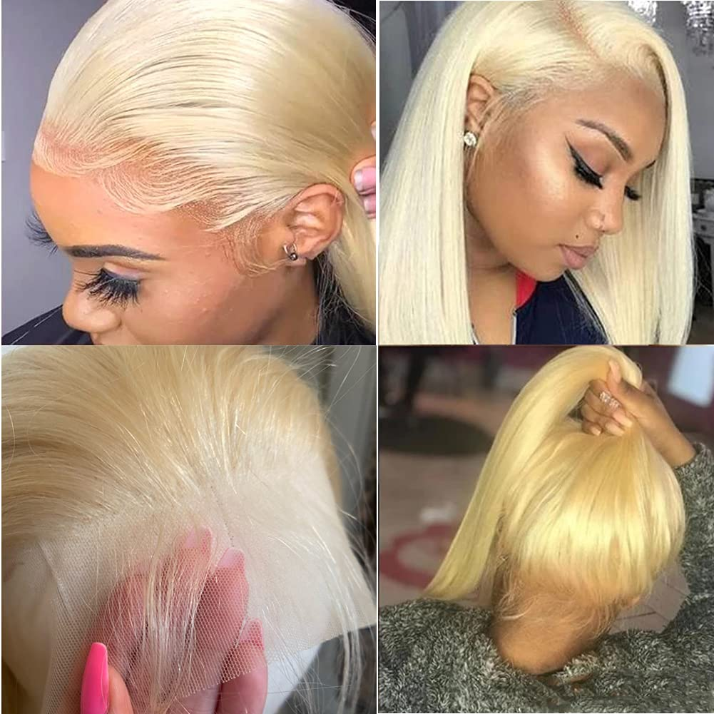 613  Blond Straight Hair 13x4 HD Lace Front Wig Brazilian Human Hair  MYLOCKME