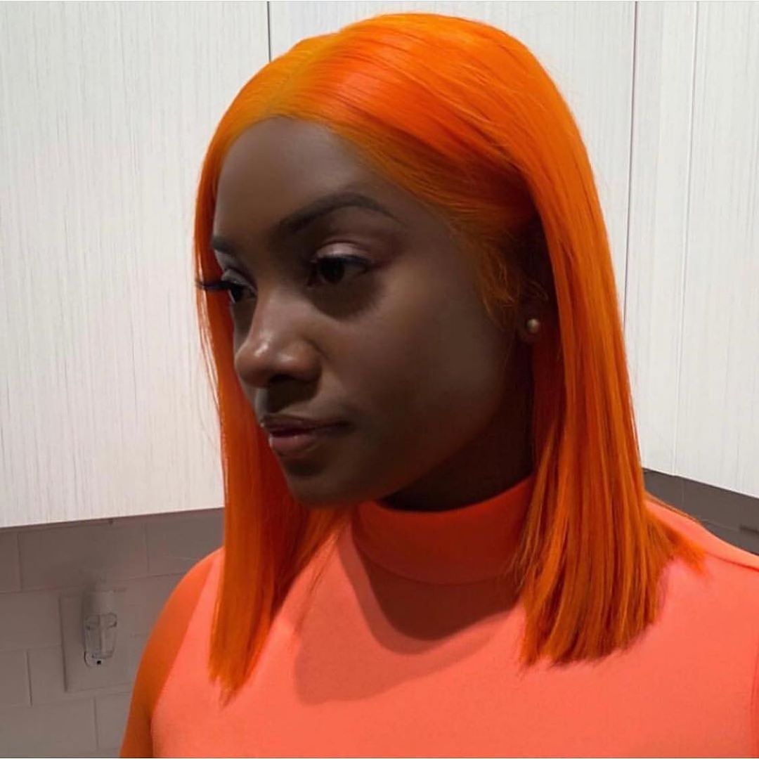 Orange Straight Hair 13×4 HD Lace Front Short Bob Wig MYLOCKME