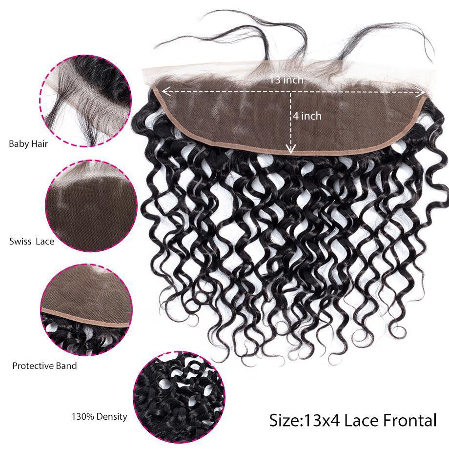 Brazilian Water Wave 4 Bundles With 13×4 Lace Frontal 10A Grade 100% Human Remy Hair MYLOCKME