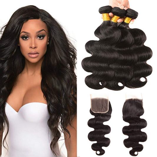 Indian Body Wave Bundles With 4×4 Closure 10A Grade 100% Human Remy Hair MYLOCKME