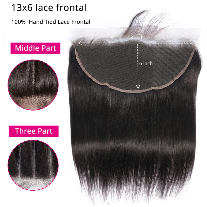 Straight Human Hair Closure 13*6 Lace Frontal Natural Color MYLOCKME