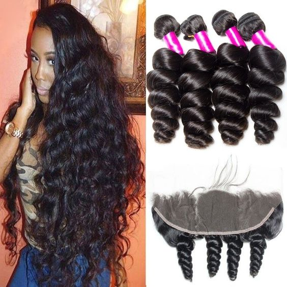 Malaysian Loose Wave Bundles With 13×4 Lace Frontal 10A Grade 100% Human Remy Hair MYLOCKME