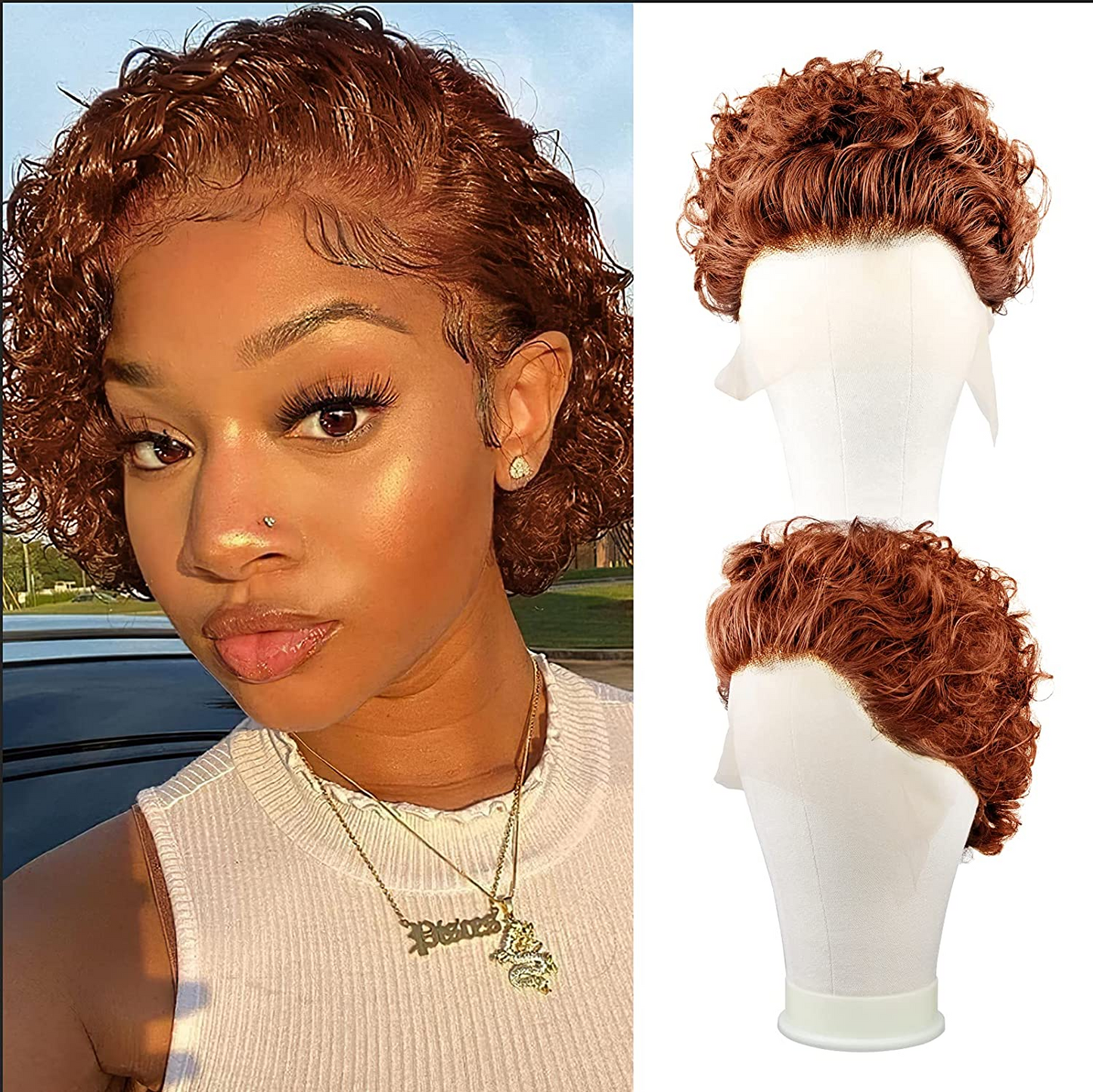 Curly Bob Transparent Lace Front Human Hair Wigs Short Pixie Cut Brazilian Hair 13*1 Kinky Curly Wigs MYLOCKME