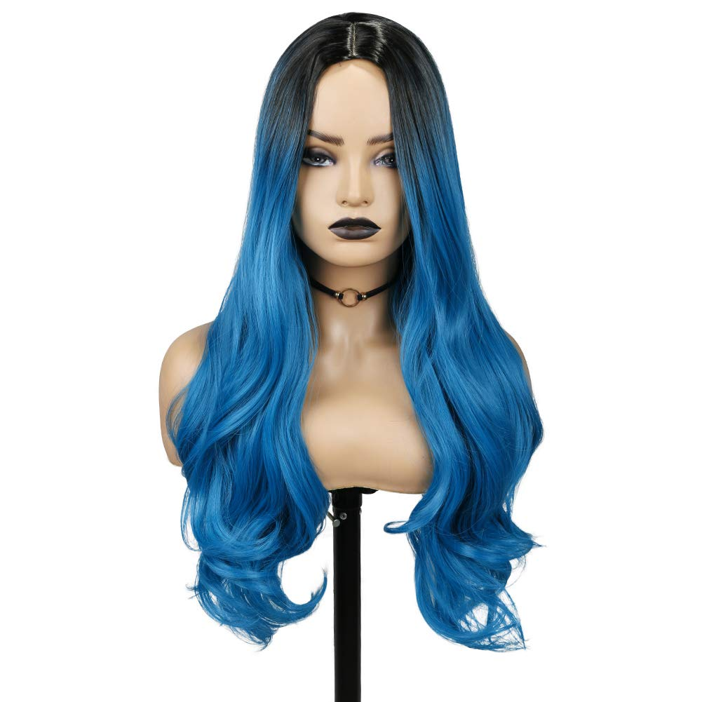 Blue Ombre Body Wavy Curly HD 13x4 Lace Front Human Hair Wig MYLOCKME