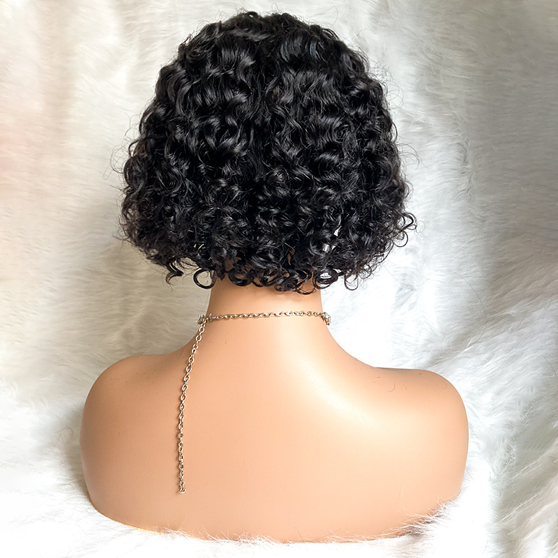 Brazilian Water Wave Human Hair Wigs With Bangs Full Machine Made Wigs 100%  Human Hair Wig  Natural Black MYLOCKME