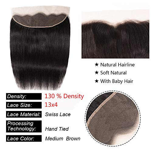Straight Human Hair Closure 13*4 Lace Frontal Natural Color MYLOCKME