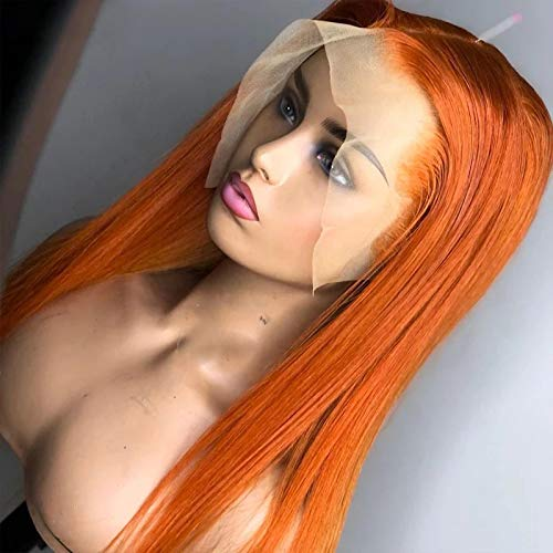 Ginger Orange Colored 13x4 HD Lace Front Human Hair Wig Straight Brazilian Remy Hair MYLOCKME