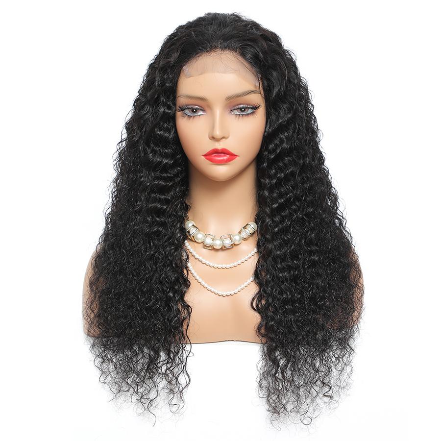 Deep Wave 4*4 Transparent Lace Closure Wigs 150% Density Brazilian Human Hair Wigs MYLOCKME