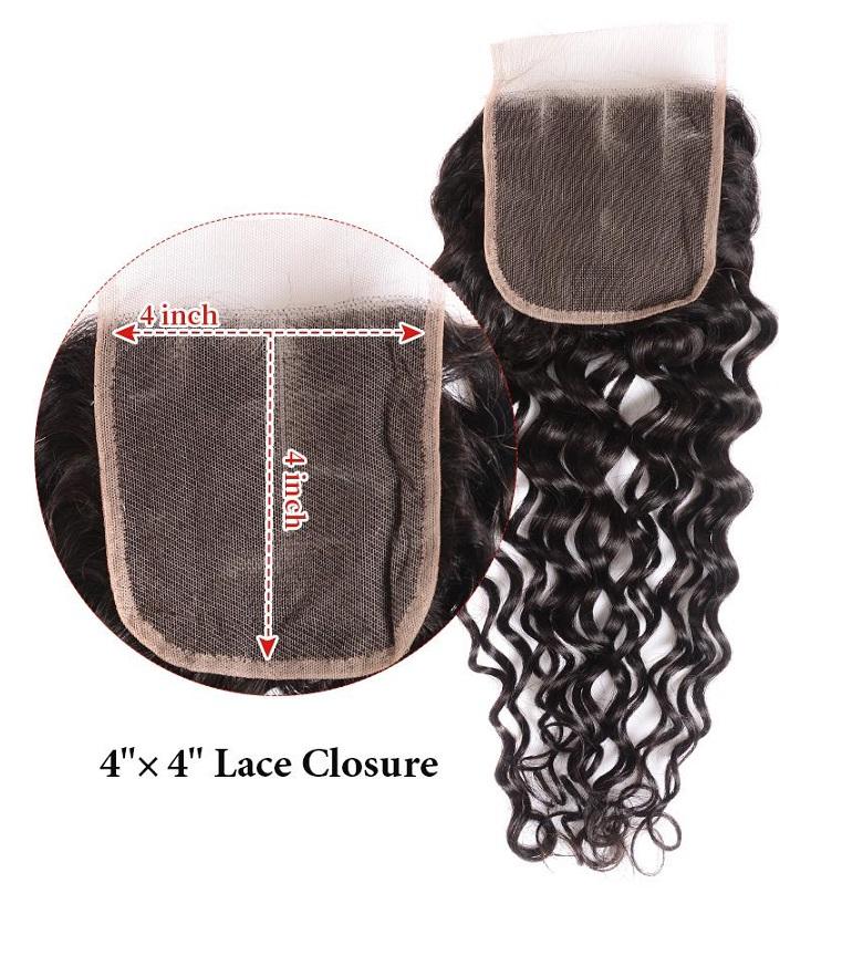 Peruvian Water Wave Bundles With 4×4 Closure 10A Grade 100% Human Remy Hair MYLOCKME