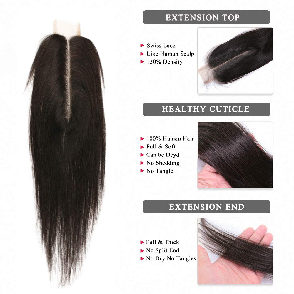 Straight Human Hair Closure 2*6 Lace Closure Natural Color MYLOCKME