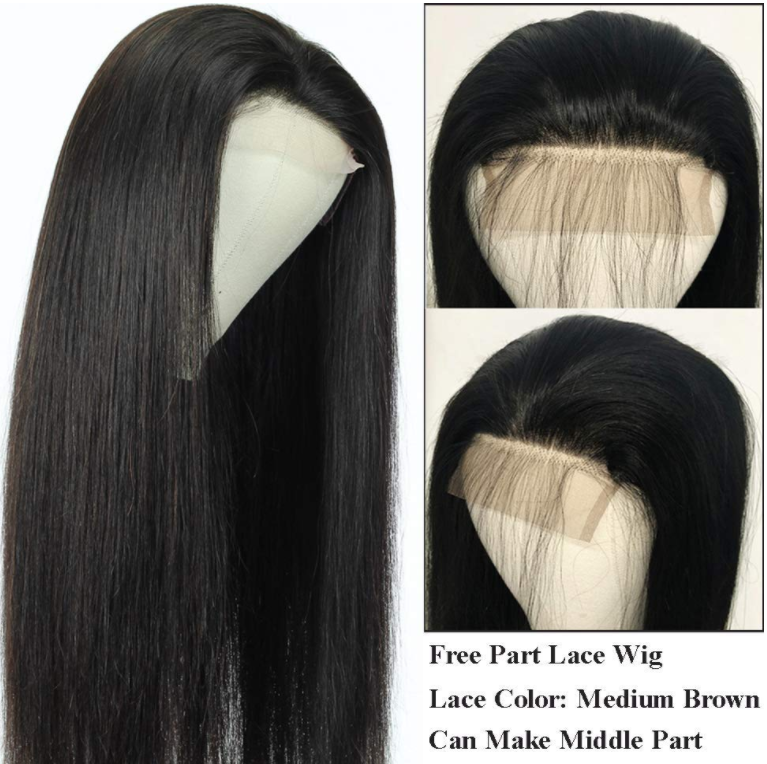 5x5 Transparent Lace Closure Wigs 180%/150% Density Straight Virgin Human Hair Wigs Natural Color MYLOCKME