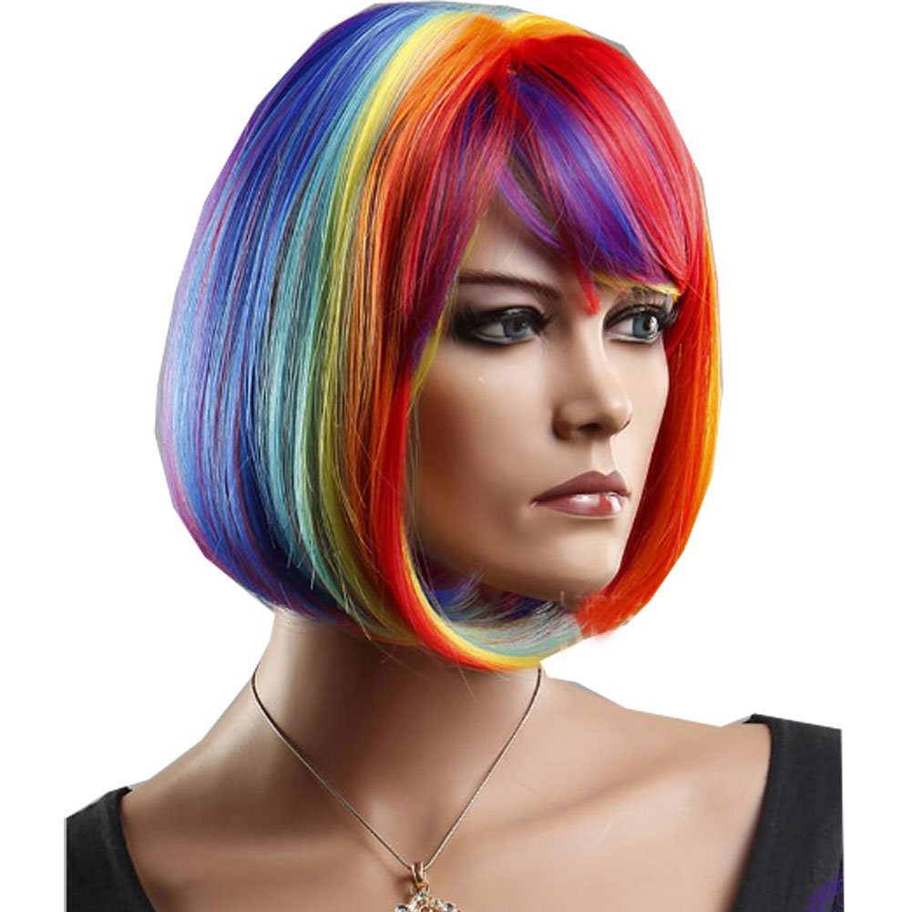 🎃Colorful Fashion Rainbow Women Cosplay Halloween Wig MYLOCKME