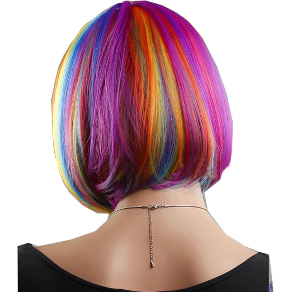 🎃Colorful Fashion Rainbow Women Cosplay Halloween Wig MYLOCKME