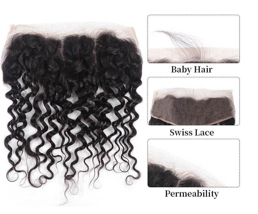 Brazilian Water Wave Bundles With 13×4 Lace Frontal 10A Grade 100% Human Remy Hair MYLOCKME