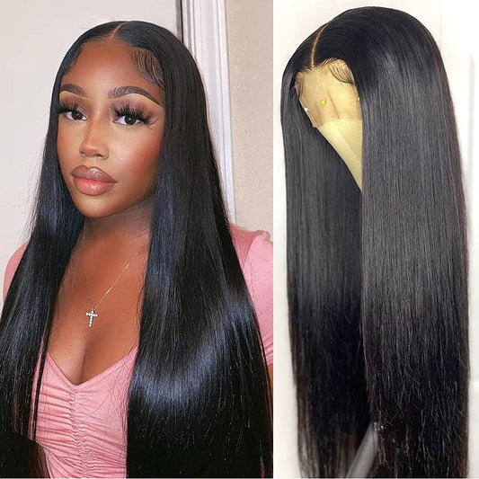 Brazilian Straight Wig 4*4 HD Lace Closure Wig 150%&180% Density Human Hair Wig MYLOCKME
