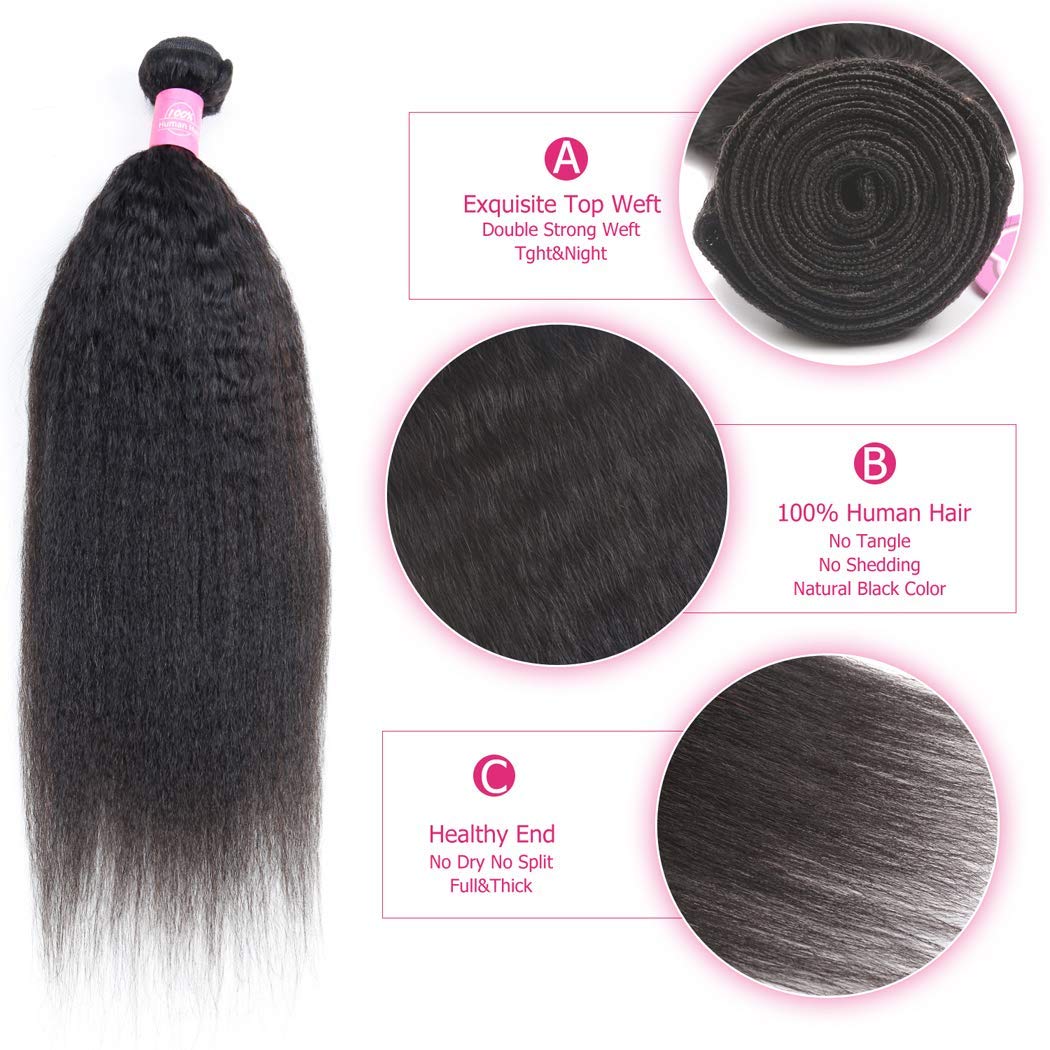 Brésilien Kinky Straight 4 Bundles Avec 13 × 4 Lace Frontal 10A Grade 100% Human Remy Hair MYLOCKME