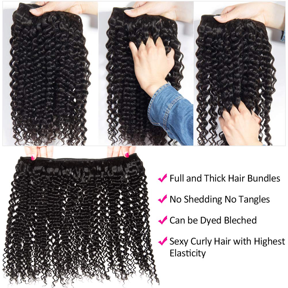 Brésilien Kinky Curly 4 Bundles Avec 4 × 4 Lace Closure 10A Grade 100% Humain Remy Hair MYLOCKME