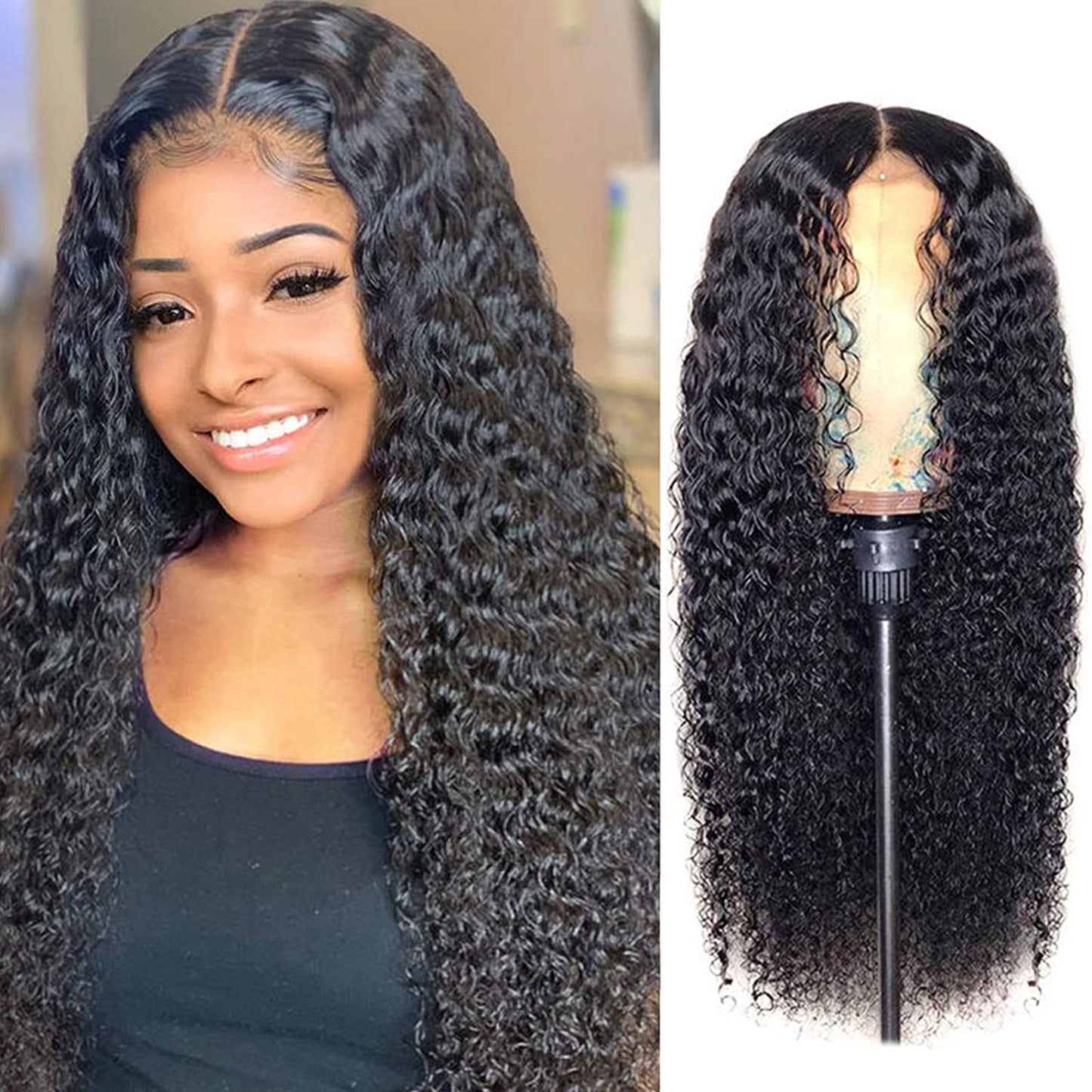 Brazilian Curly Wig 4*4 Transparent Lace Closure Wig 150% Density Human Hair Wig MYLOCKME