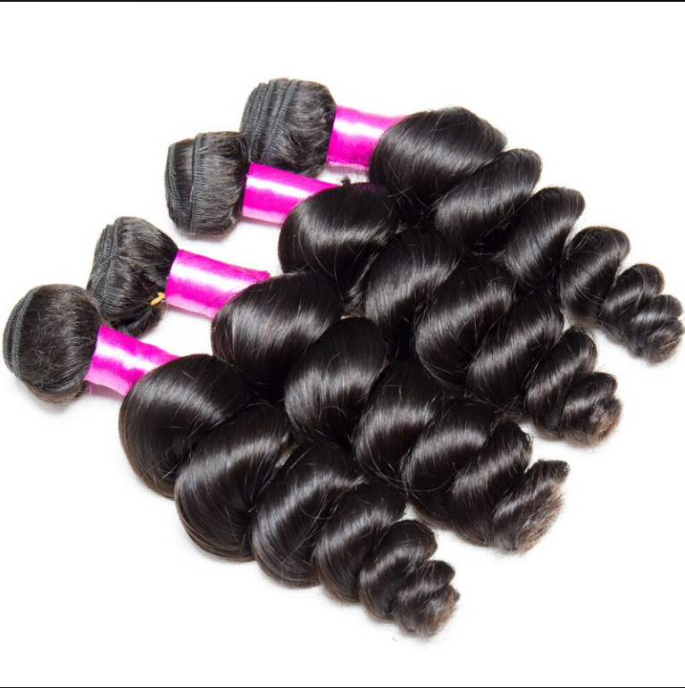 Brazilian Loose Wave 4 Bundles with Frontal 13x4 Ear to Ear Lace Frontal Closure MYLOCKME