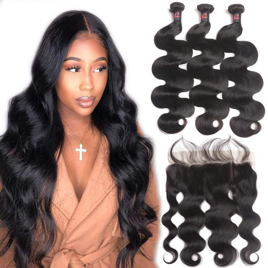 Peruvian Body Wave Bundles With 13×4 lace Frontal 10A Grade 100% Human Remy Hair MYLOCKME