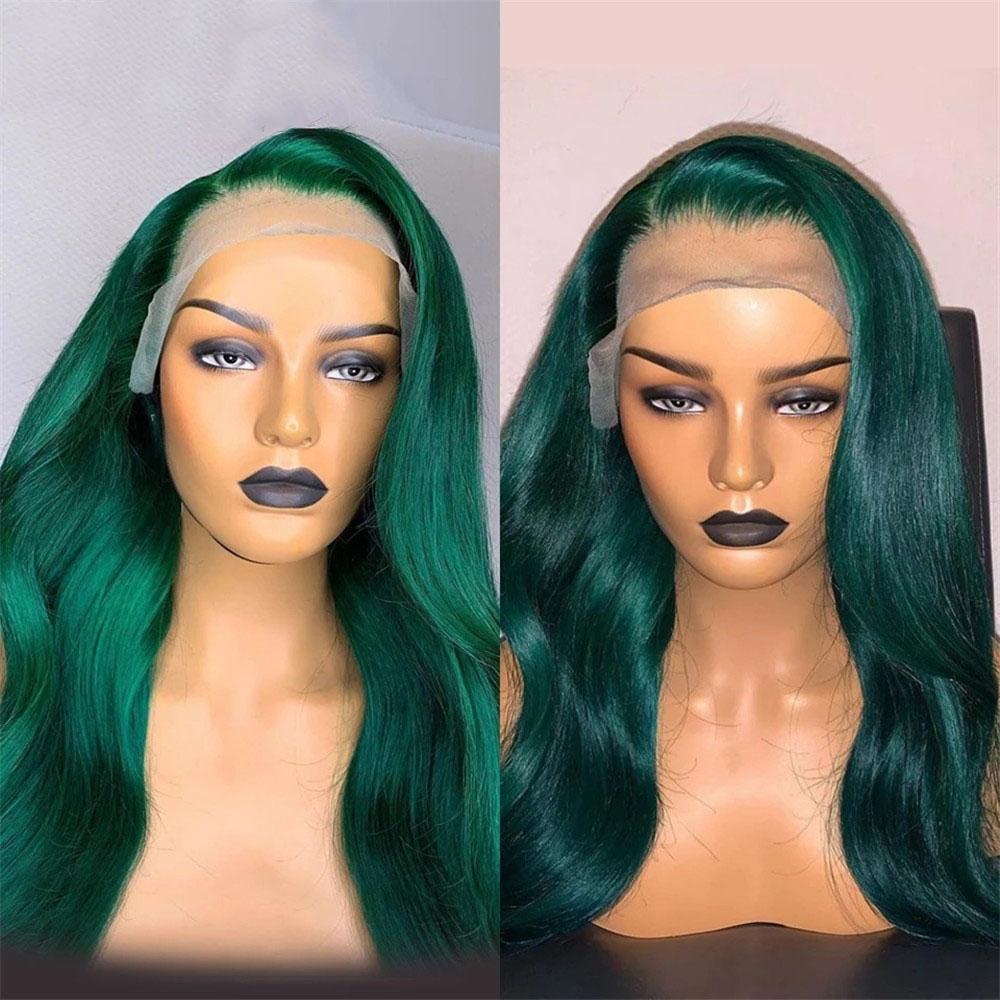 Dark Green Colored 13x4 HD Lace Front Human Hair Wig Body Wave Brazilian Remy Hair MYLOCKME