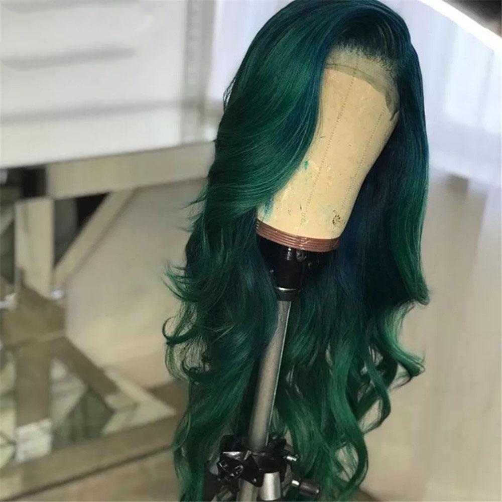 Dark Green Colored 13x4 HD Lace Front Human Hair Wig Body Wave Brazilian Remy Hair MYLOCKME