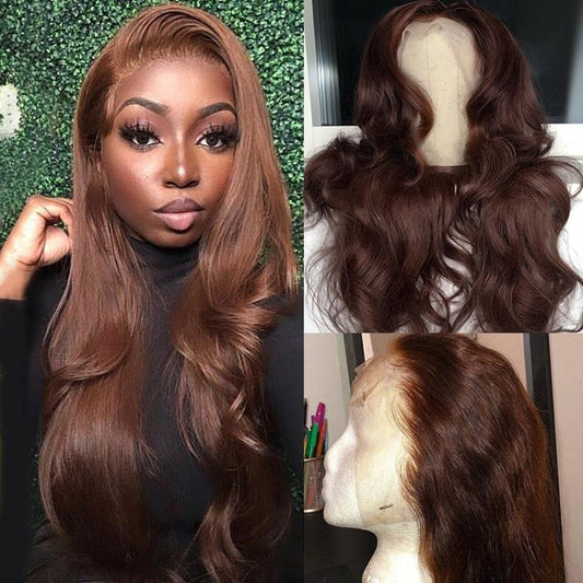 Brown 13x4 Lace Front Human Hair Wig Body Wave Brazilian Remy Hair HD  Lace Wigs  MYLOCKME