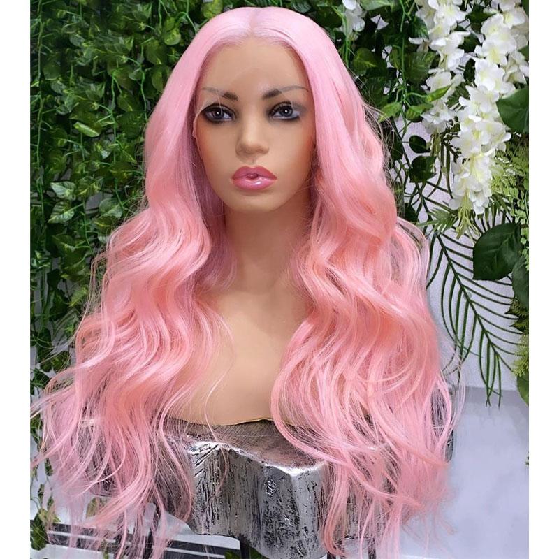 Pink Colored 13x4 HD Lace Front Human Hair Wig Body Wave Brazilian MYLOCKME