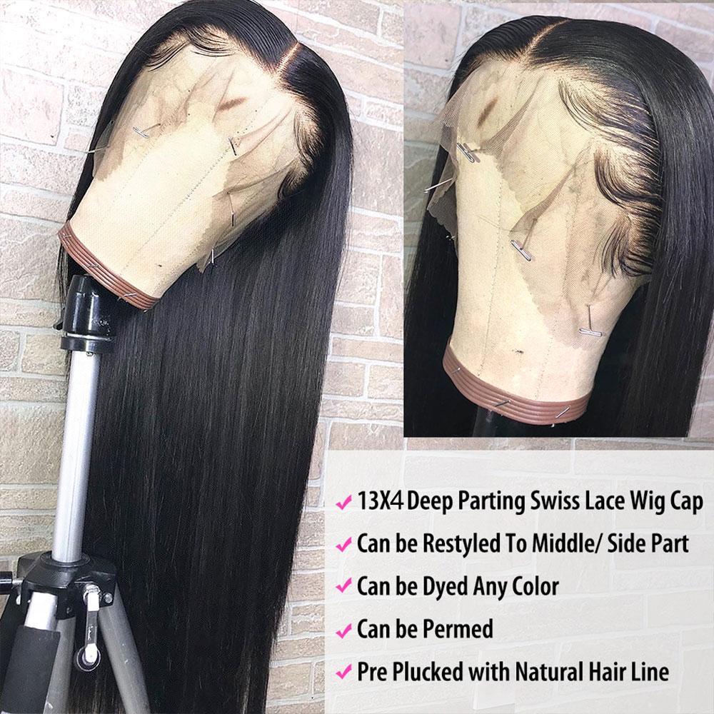High Quality Straight Human Hair 13x4 HD Lace Front Wigs Pre Plucked Brazilian Hair MYLOCKME