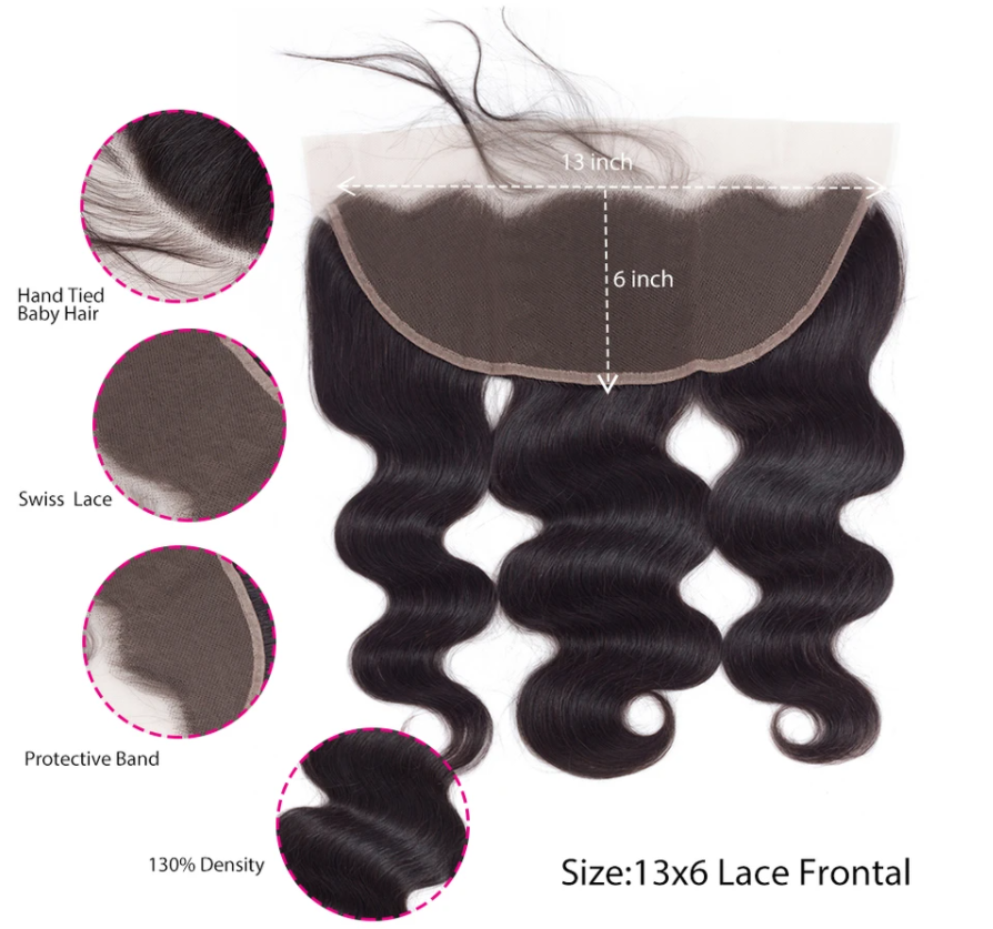 Body Wave Human Hair Closure 13*6 HD Lace Frontal Natural Color MYLOCKME