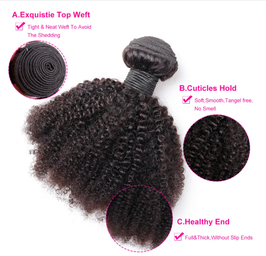 Brazilian Afro Kinky Curly 3 Bundles 100% Human Hair Weave Bundles Remy Hair Extension MYLOCKME