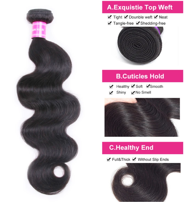 Malaysian Body Wave Bundles With 13×4 Lace Frontal 10A Grade  MYLOCKME