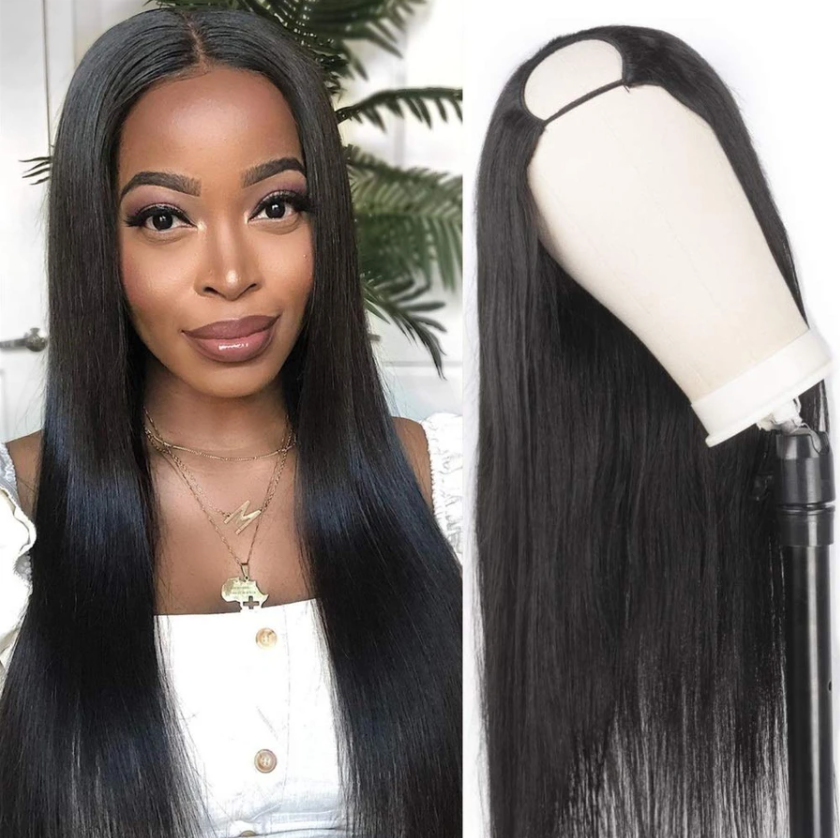 U Part Wigs Human Hair Straight Hair Wigs Natural Color MYLOCKME