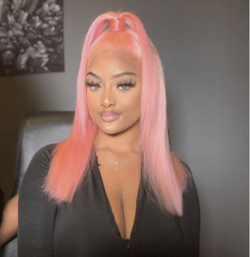Brazilian Pink Colored  13x4 HDLace Front Human Straight Hair Wig   MYLOCKME