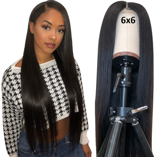 6x6 HD Lace Closure Wigs Straight Hair Wigs  Natural Color MYLOCKME