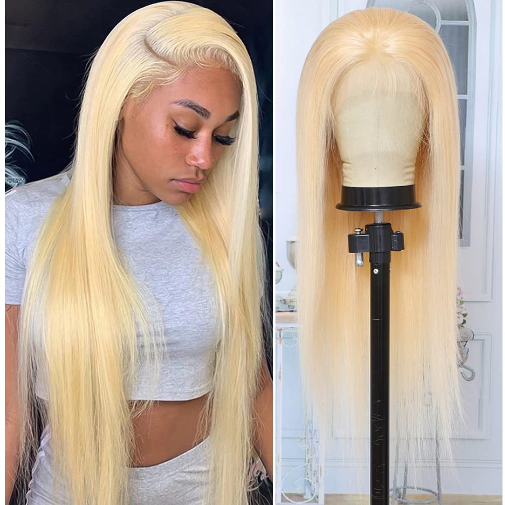 613  Blond Straight Hair 13x4 HD Lace Front Wig Brazilian Human Hair  MYLOCKME