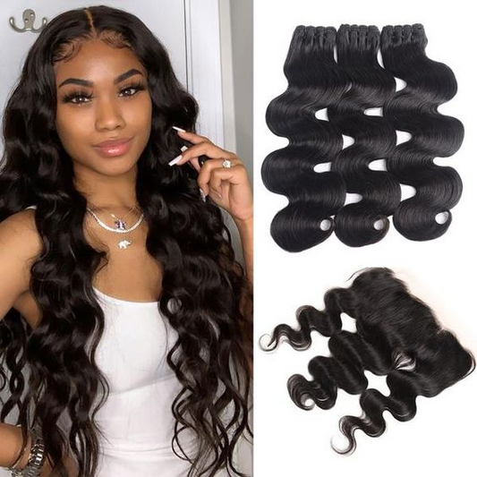 Indian Water Wave Bundles With 13×4 Lace Frontal 10A Grade 100% Human Remy Hair MYLOCKME