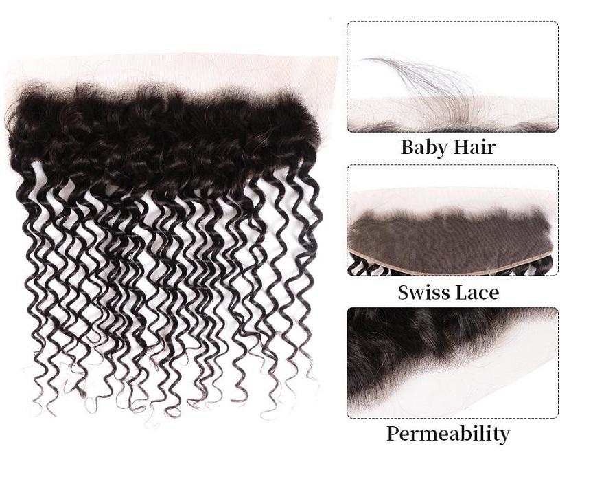 Deep Wave Human Hair Closure 13*4 Lace Frontal Natural Color MYLOCKME