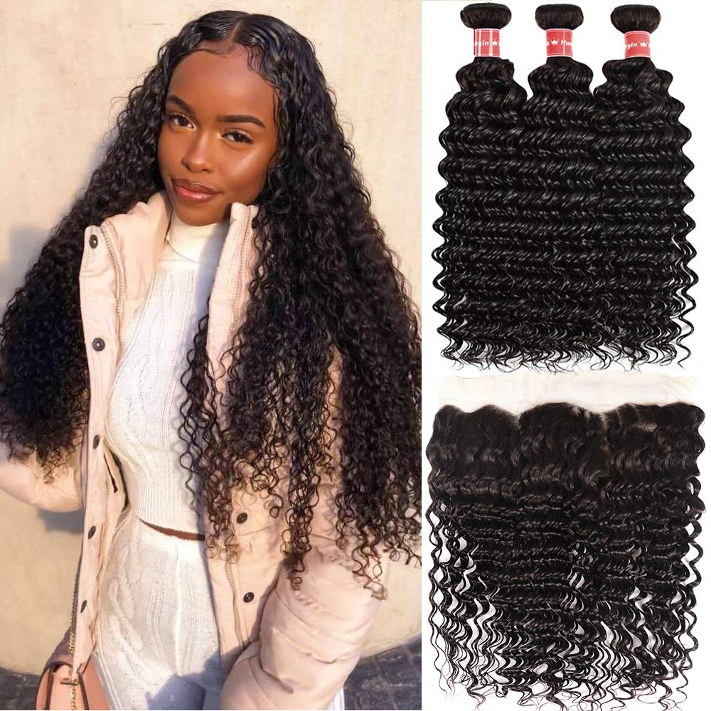 Malaysian Deep Wave Bundles With 13×4 Lace Frontal 10A Grade 100% Human Remy Hair MYLOCKME