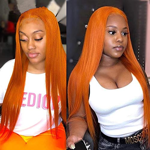 Ginger Orange Colored 13x4 HD Lace Front Perruque de Cheveux Humains Droite Brésilienne Remy Hair MYLOCKME 
