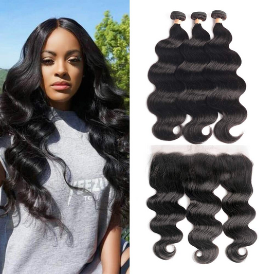 Indian Body Wave Bundles With 13×4 Lace Frontal 10A Grade 100% Human Remy Hair MYLOCKME