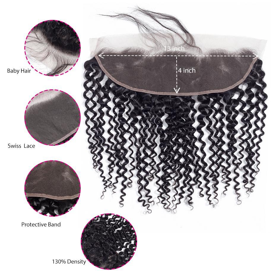 Bundles indiens crépus bouclés avec 13 × 4 dentelle frontale 10A Grade 100% cheveux humains Remy MYLOCKME