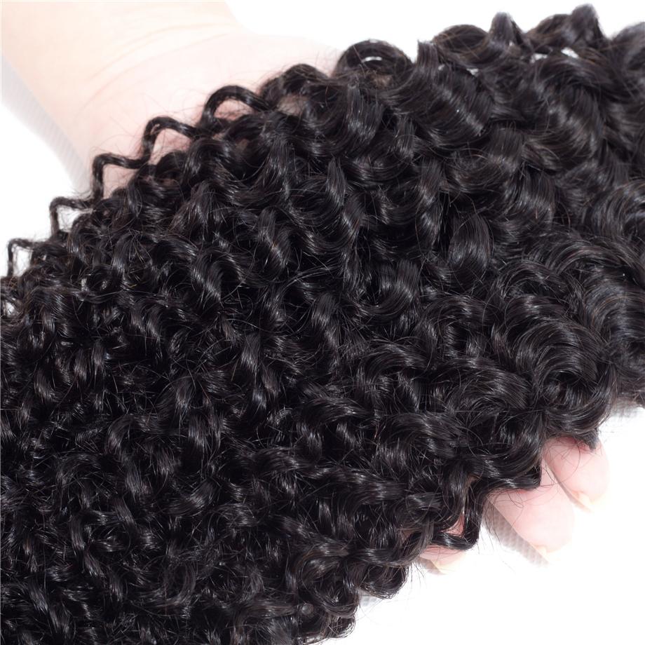 Bundles brésiliens crépus bouclés avec fermeture 4 × 4 10A Grade 100% cheveux humains Remy MYLOCKME 