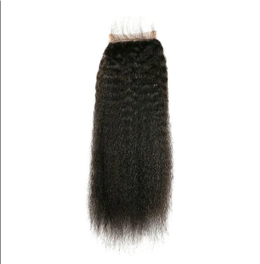 Bundles droits crépus péruviens avec fermeture 4 × 4 10A Grade 100% cheveux humains Remy MYLOCKME