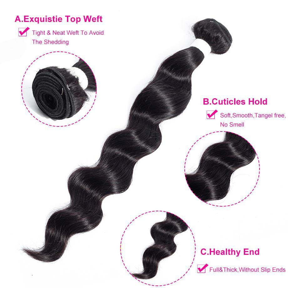 Loose Deep Indian Hair Bundles With 13*4 Frontal 10A Grade 100% Human Remy Hair MYLOCKME