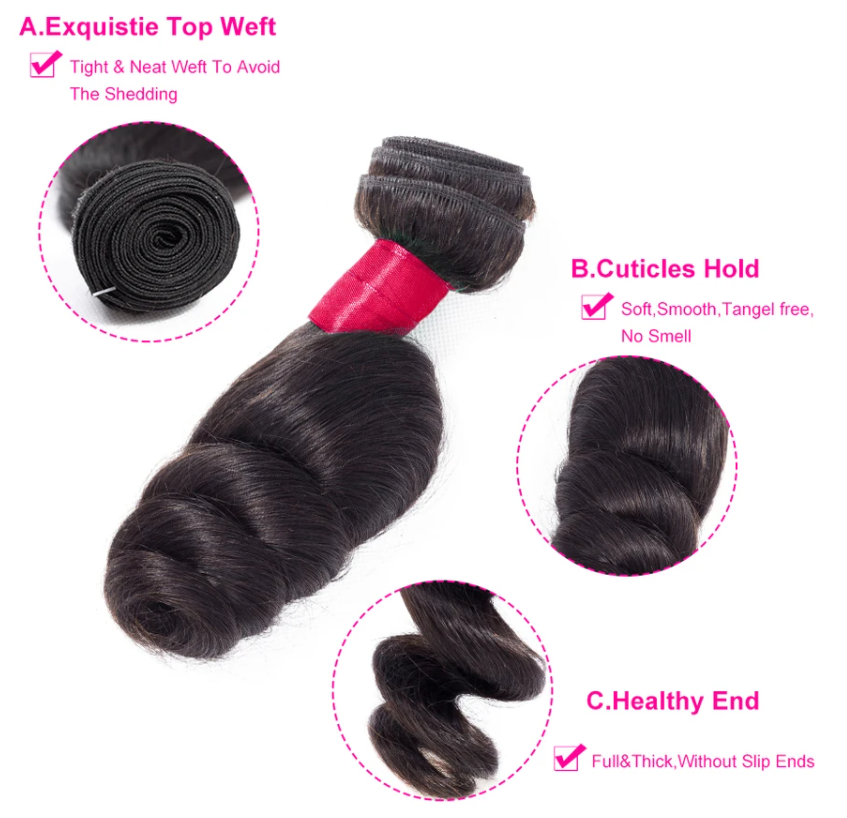 Indian Loose Wave Bundles With 13*4 Ear To Ear Lace Frontal Closure MYLOCKME