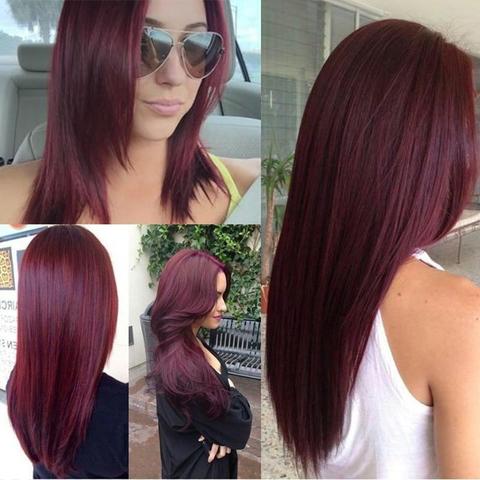 Straight Burgundy Lace Front Wig 99J Colored 13x4 HD Lace Front Human Hair Wig