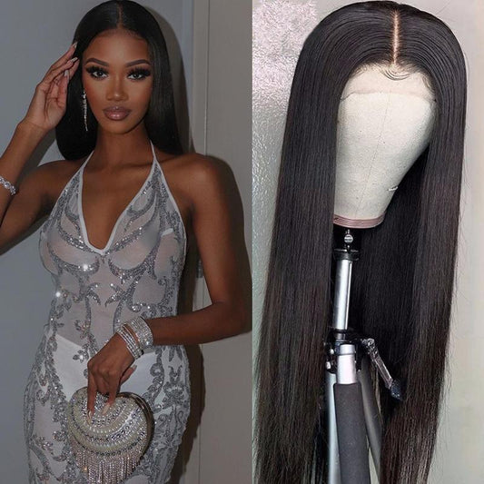 Straight Wig 4*4 Transparent Lace Closure Wigs 150% Density Human Hair Wigs Pre-plucked with baby hair MYLOCKME