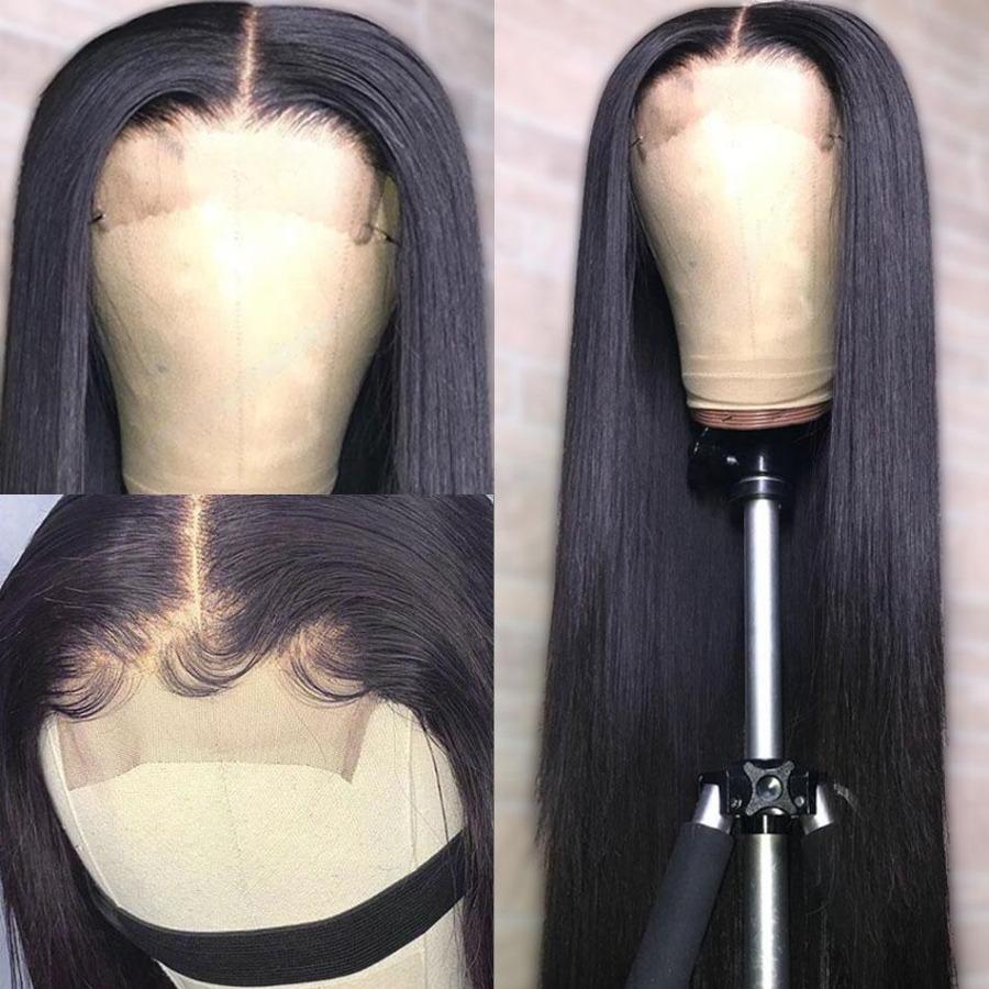 Straight Wig 4*4 Transparent Lace Closure Wigs 150% Density Human Hair Wigs Pre-plucked with baby hair MYLOCKME